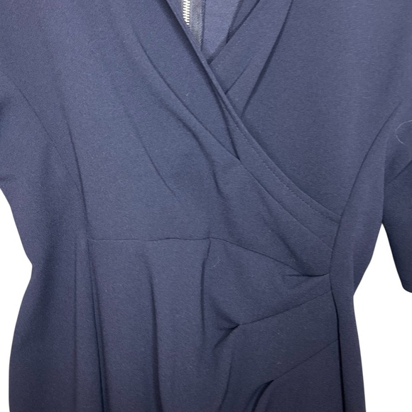 London Times Faux Wrap Dress Dark Blue Elegant size 8 - Picture 3 of 12